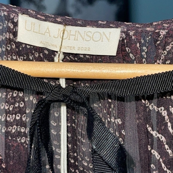 NEW Ulla Johnson Pauline Metallic Peasant Garnet Sheer Transparent Puff Sleeve 6 - Picture 10 of 10